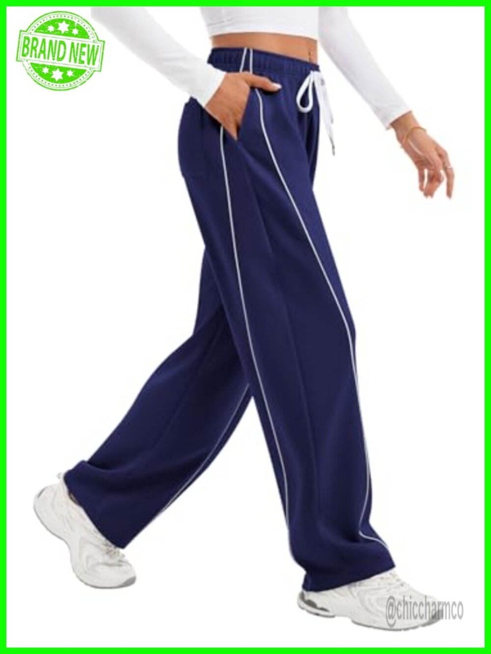 Cotton Blend Wide Leg Barrel Sweatpants High Rise Track Pants